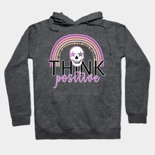 Positive thinking preppy rainbow and skull design Hoodie